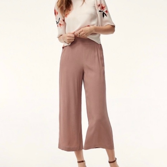 Aritzia Pants - Aritzia Wilfred Faun High-Waisted Wide-Leg Pants Mauve Crepe Sz L